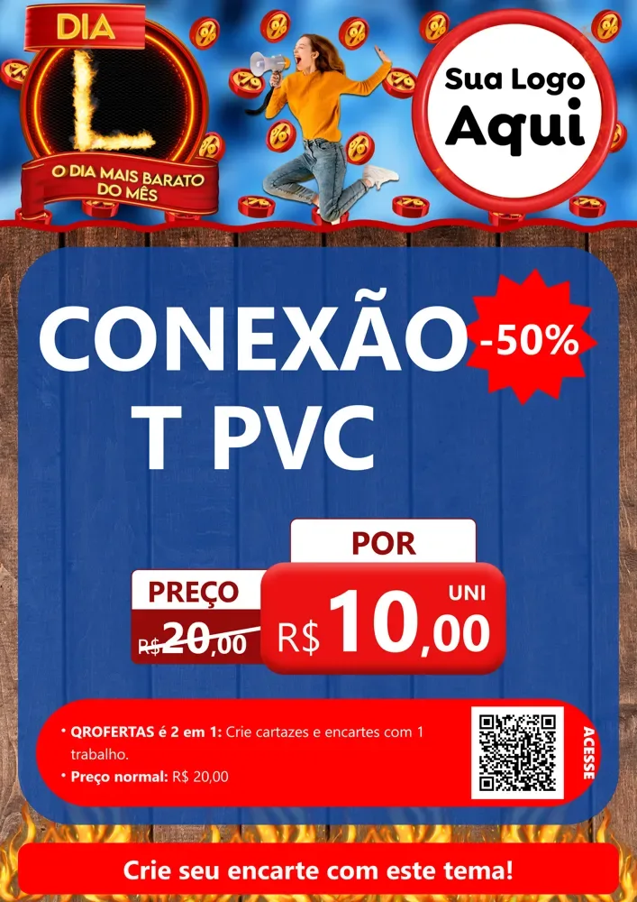 Modelo de Cartaz para Cartaz A4 Vertical com o tema Dia L - O Dia Mais Barato Do Mês para Tubos e conexões