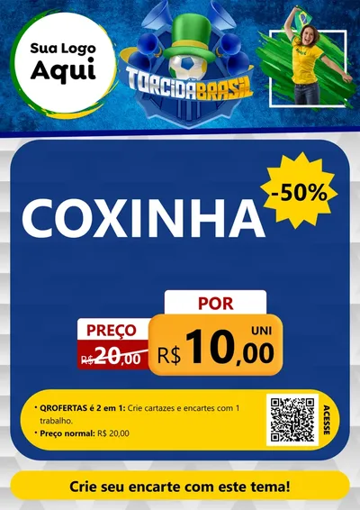 Modelo de Cartaz para Cartaz A4 Vertical com o tema Torcida Brasil - Copa para Salgadaria