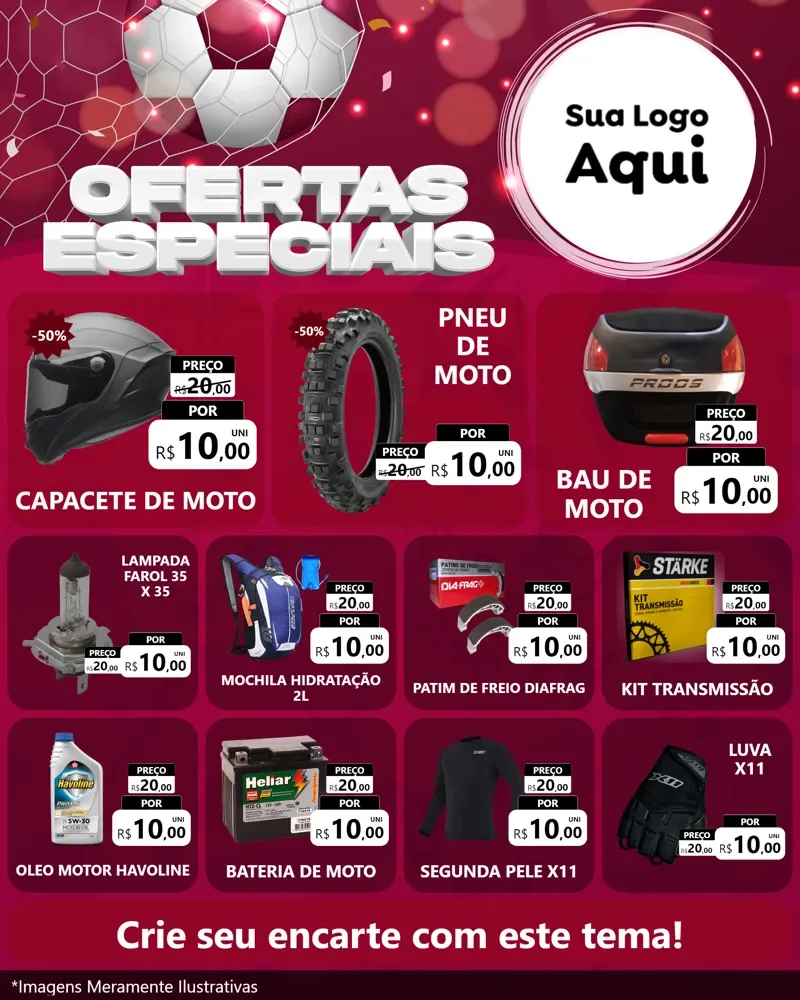 Modelo de Rede Social para Feed Instagram com o tema Ofertas Especiais - Futebol para Moto peças