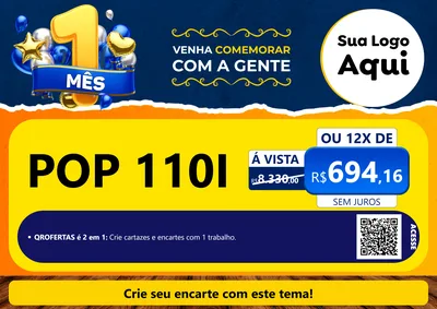 Modelo de Cartaz para Cartaz A4 Horizontal com o tema Um Mês de Aniversário para Concessionaria de Motos