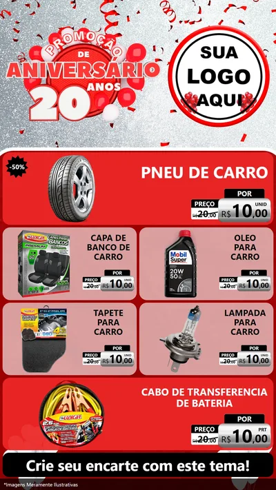 Modelo de TV para TV Vertical com o tema Promoção de Aniversário - 20 Anos para Auto peças