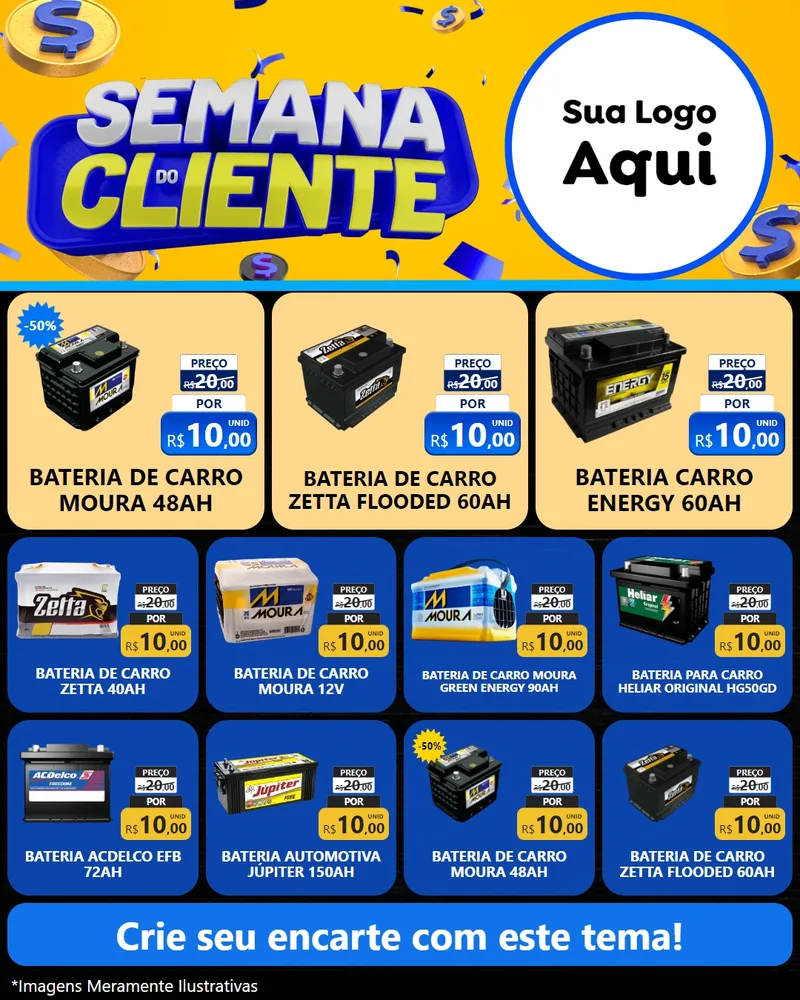 Modelo de Rede Social para Feed Instagram com o tema Semana do Cliente para Baterias Elétricas