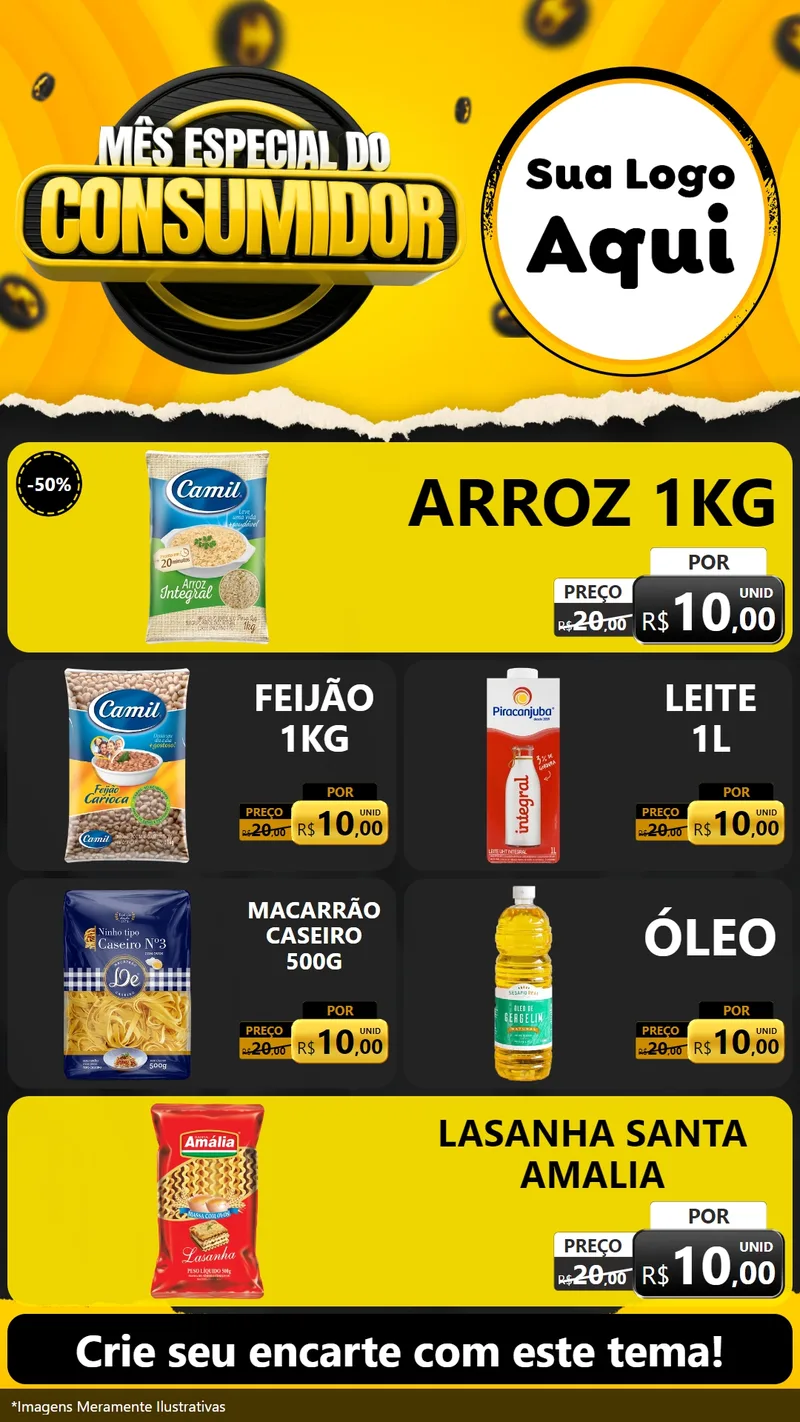 Modelo de TV para TV Vertical com o tema Mês Especial do Consumidor para Supermercado