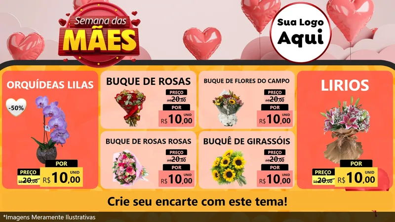 Modelo de TV para TV Horizontal com o tema Semana das Mães para Floricultura e jardim