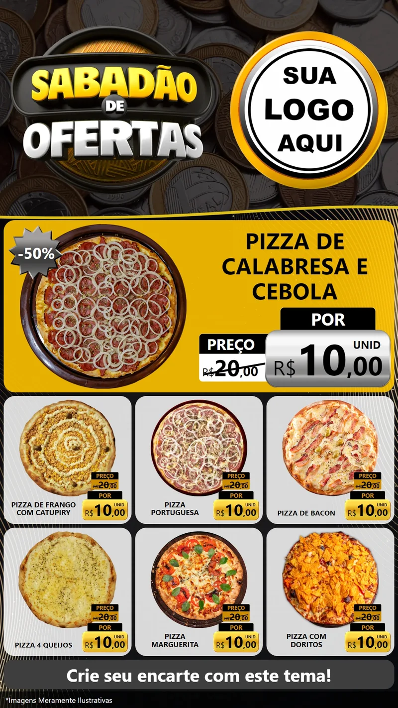 Modelo de Rede Social para Stories com o tema Sabadão de Ofertas para Pizzaria