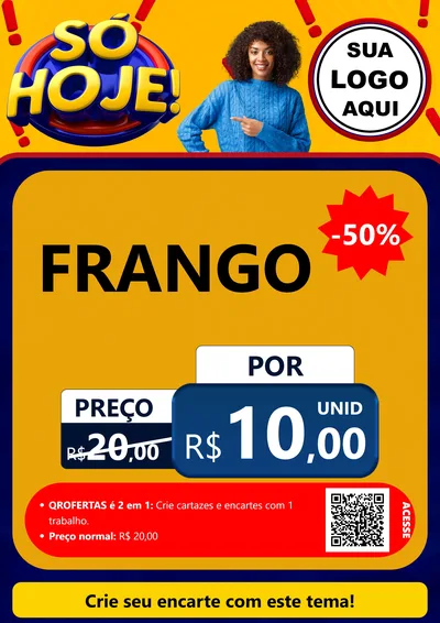 Modelo de Cartaz para Cartaz A4 Vertical com o tema Só Hoje! para Assados