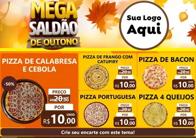 Modelo de Encarte para Encarte A4 Horizontal com o tema Mega Saldão de Outono para Pizzaria