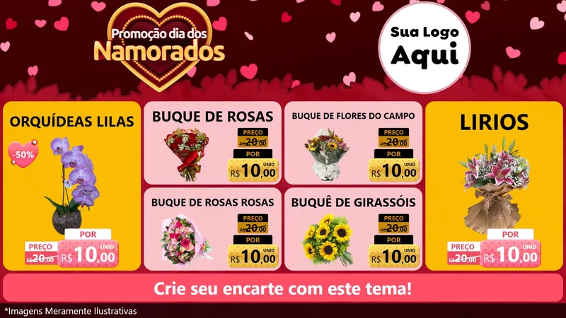Modelo de TV para TV Horizontal com o tema Promoção Dia Dos Namorados para Floricultura e jardim