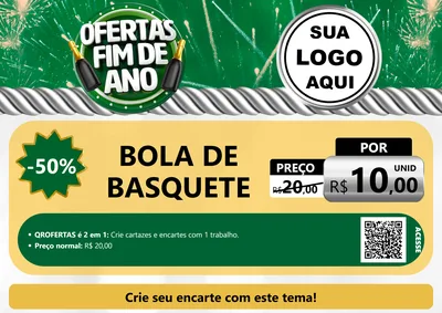 Modelo de Cartaz para Cartaz A4 Horizontal com o tema Ofertas Fim de Ano para Artigos Esportivos