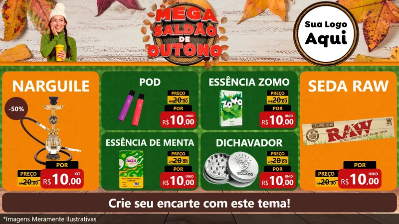 Modelo de TV para TV Horizontal com o tema Mega Saldão de Outono para Tabacaria
