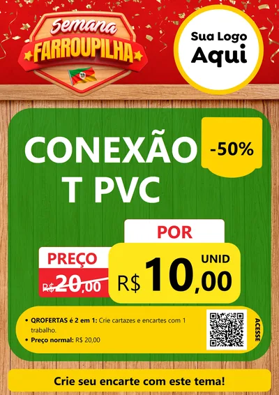 Modelo de Cartaz para Cartaz A4 Vertical com o tema Semana Farroupilha para Tubos e conexões