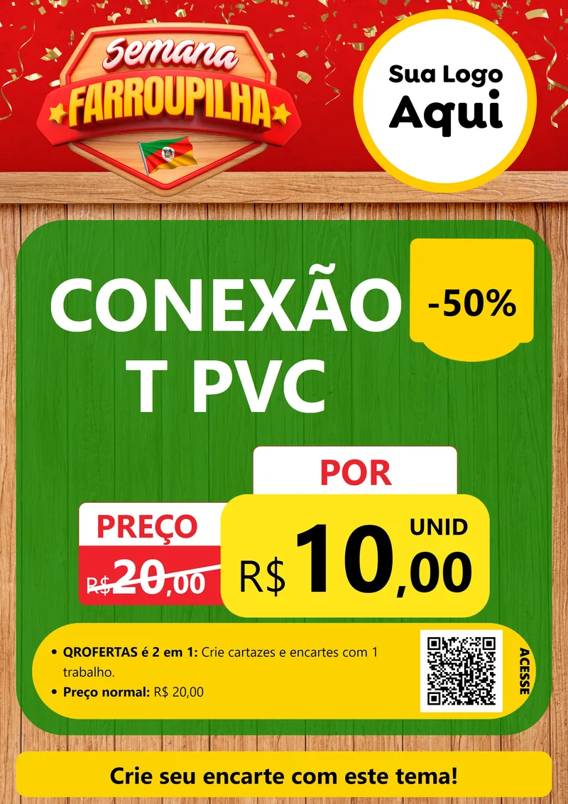 Modelo de Cartaz para Cartaz A4 Vertical com o tema Semana Farroupilha para Tubos e conexões