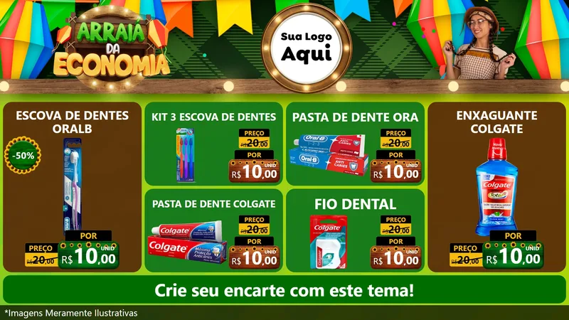 Modelo de TV para TV Horizontal com o tema Arraiá de Economia para Higiene Pessoal