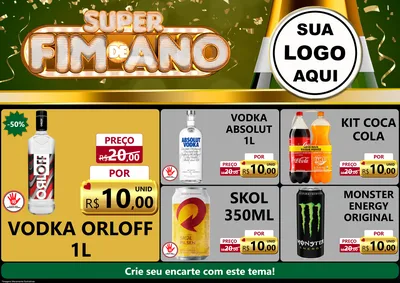 Modelo de Encarte para Encarte A4 Horizontal com o tema Super Fim de Ano para Distribuidora de bebidas