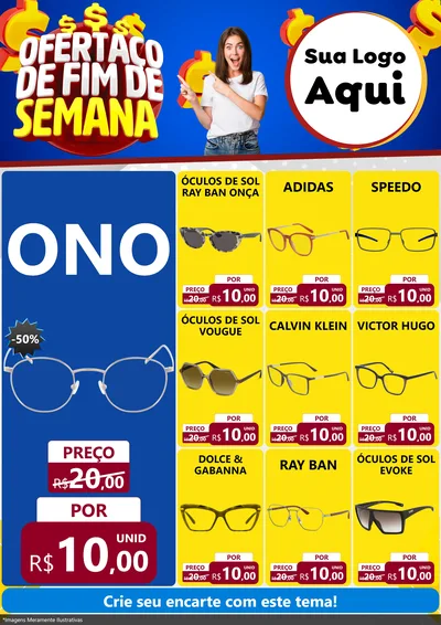 Modelo de Encarte para Encarte A4 Vertical com o tema Ofertaço de Fim de Semana para Óticas