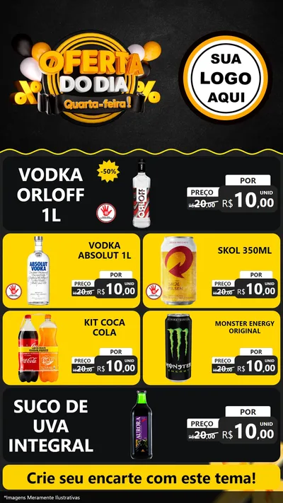 Modelo de TV para TV Vertical com o tema Oferta do Dia - Quarta Feira! para Distribuidora de bebidas