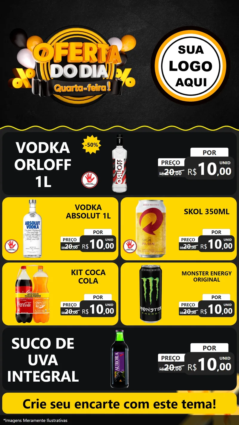 Modelo de TV para TV Vertical com o tema Oferta do Dia - Quarta Feira! para Distribuidora de bebidas