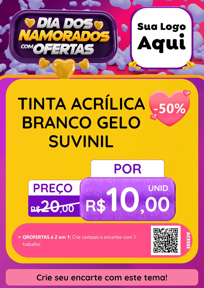 Modelo de Cartaz para Cartaz A4 Vertical com o tema Dia Dos Namorados Com Ofertas para Tintas e Ferramentas
