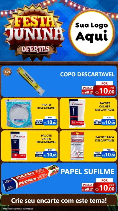 Modelo de TV para TV Vertical com o tema Festa Junina Ofertas para Embalagens