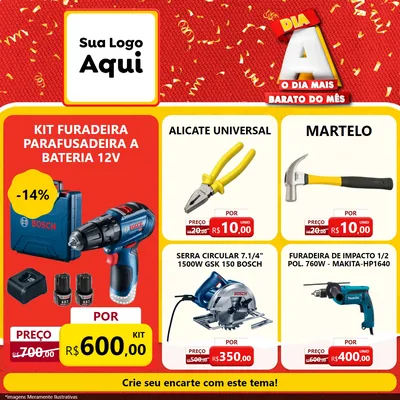 Modelo de Rede Social para Feed Facebook com o tema Dia A o Dia Mais Barato do Mês para Maquinas e Ferramentas