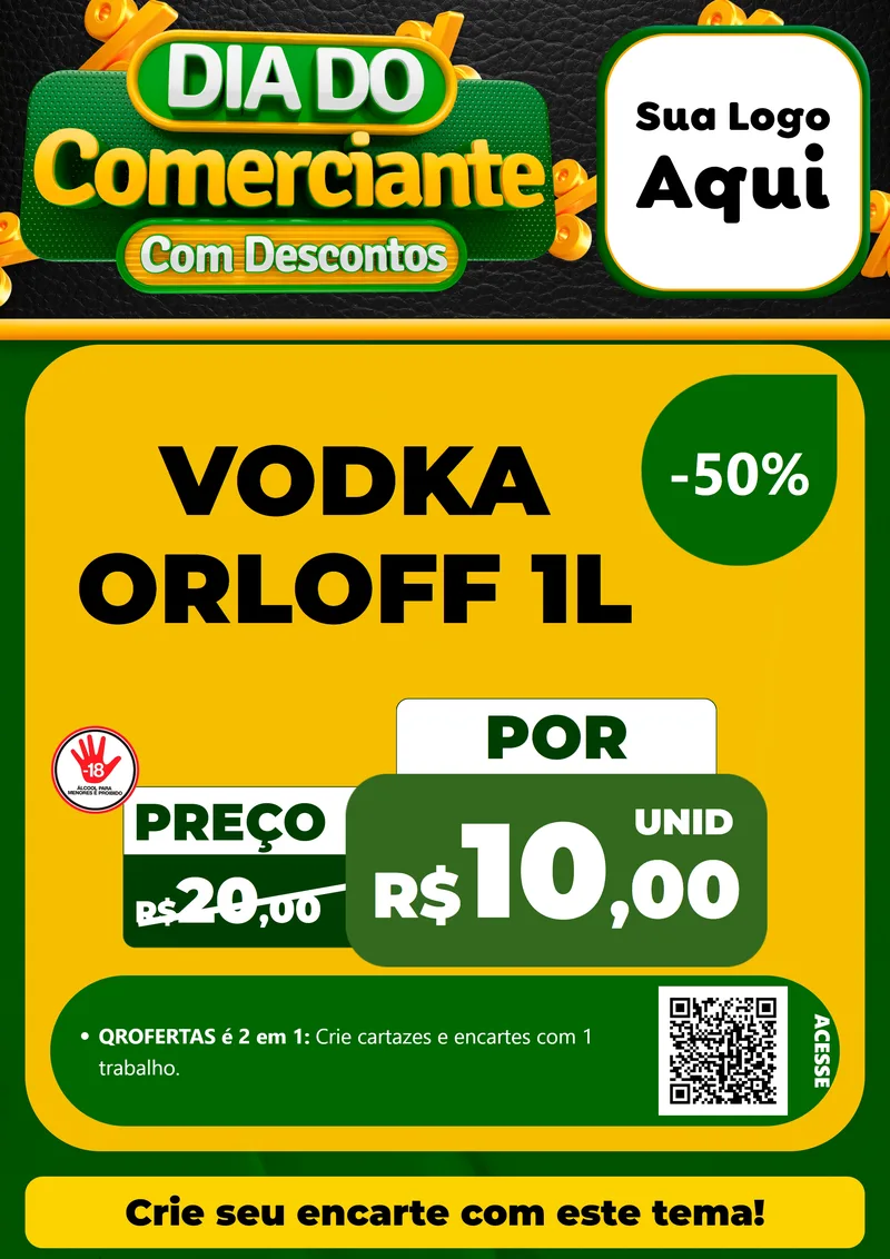 Modelo de Cartaz para Cartaz A4 Vertical com o tema Dia do Comerciante com Descontos para Distribuidora de bebidas