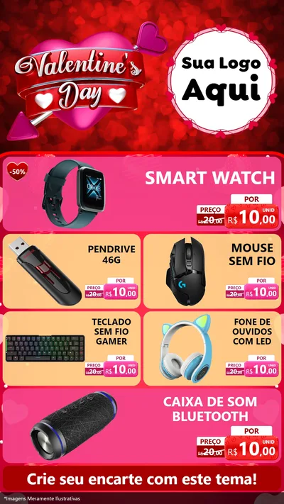 Modelo de TV para TV Vertical com o tema Valentine's Day para Informática