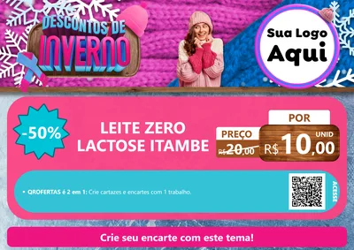 Modelo de Cartaz para Cartaz A4 Horizontal com o tema Descontos de Inverno para Frios e Laticínios