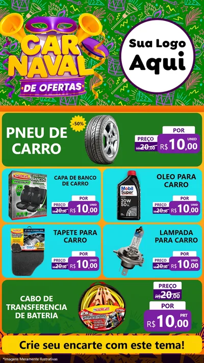 Modelo de TV para TV Vertical com o tema Carnaval de Ofertas para Auto peças