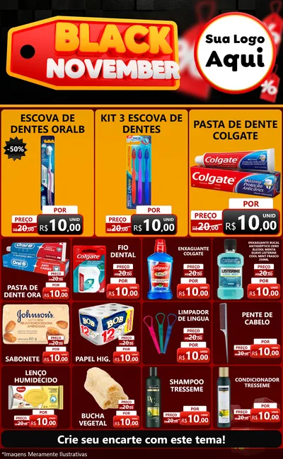 Modelo de Encarte para Encarte Grande com o tema Black November para Higiene Pessoal