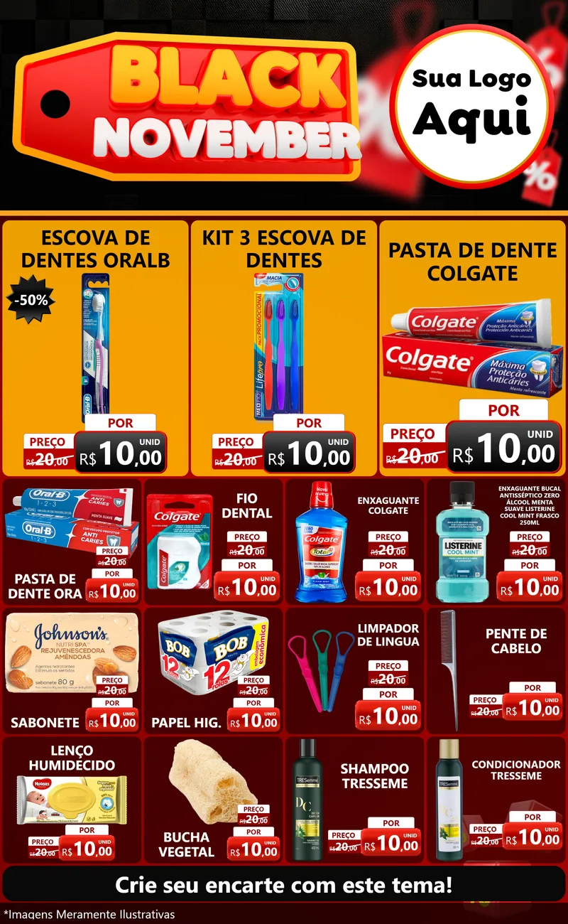 Modelo de Encarte para Encarte Grande com o tema Black November para Higiene Pessoal