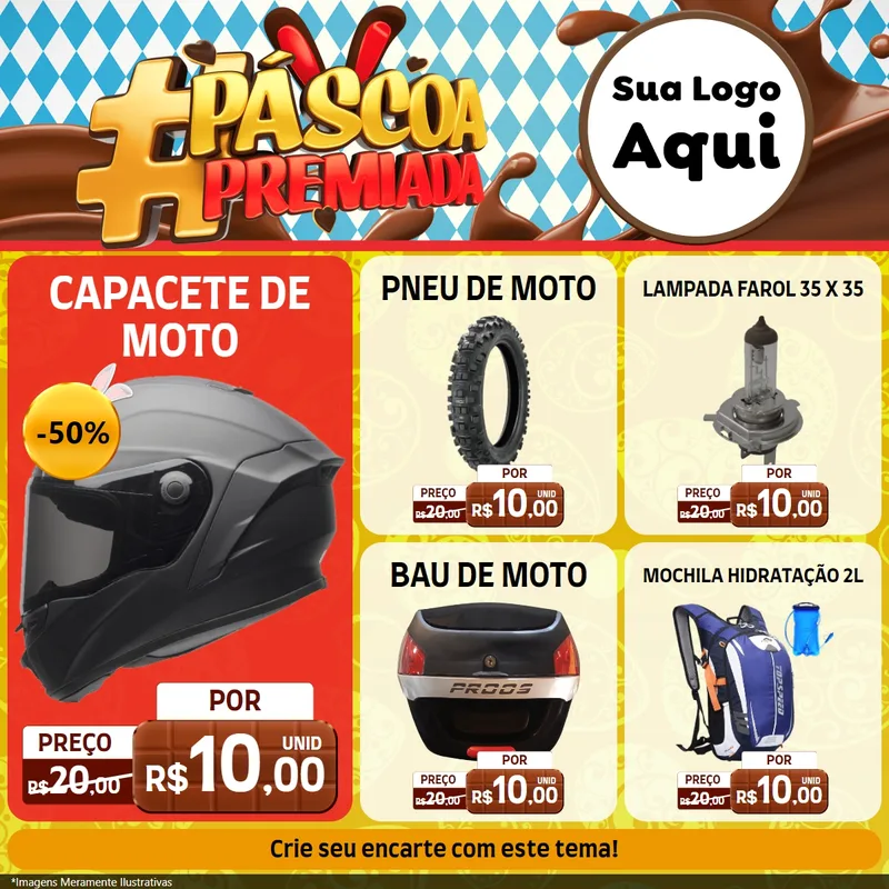 Modelo de Rede Social para Feed Facebook com o tema Páscoa Premiada para Moto peças