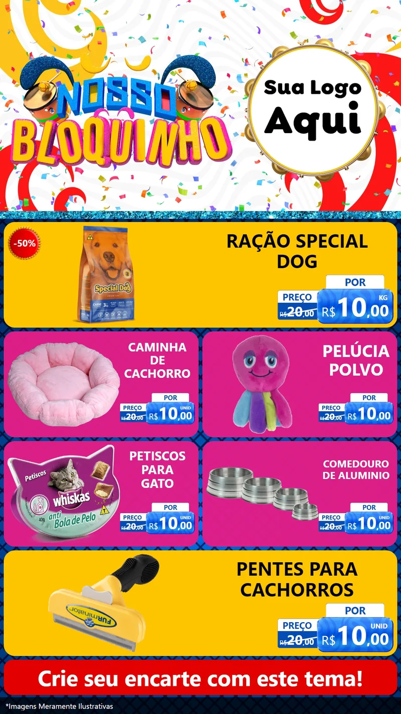 Modelo de TV para TV Vertical com o tema Nosso Bloquinho para Pet Shop