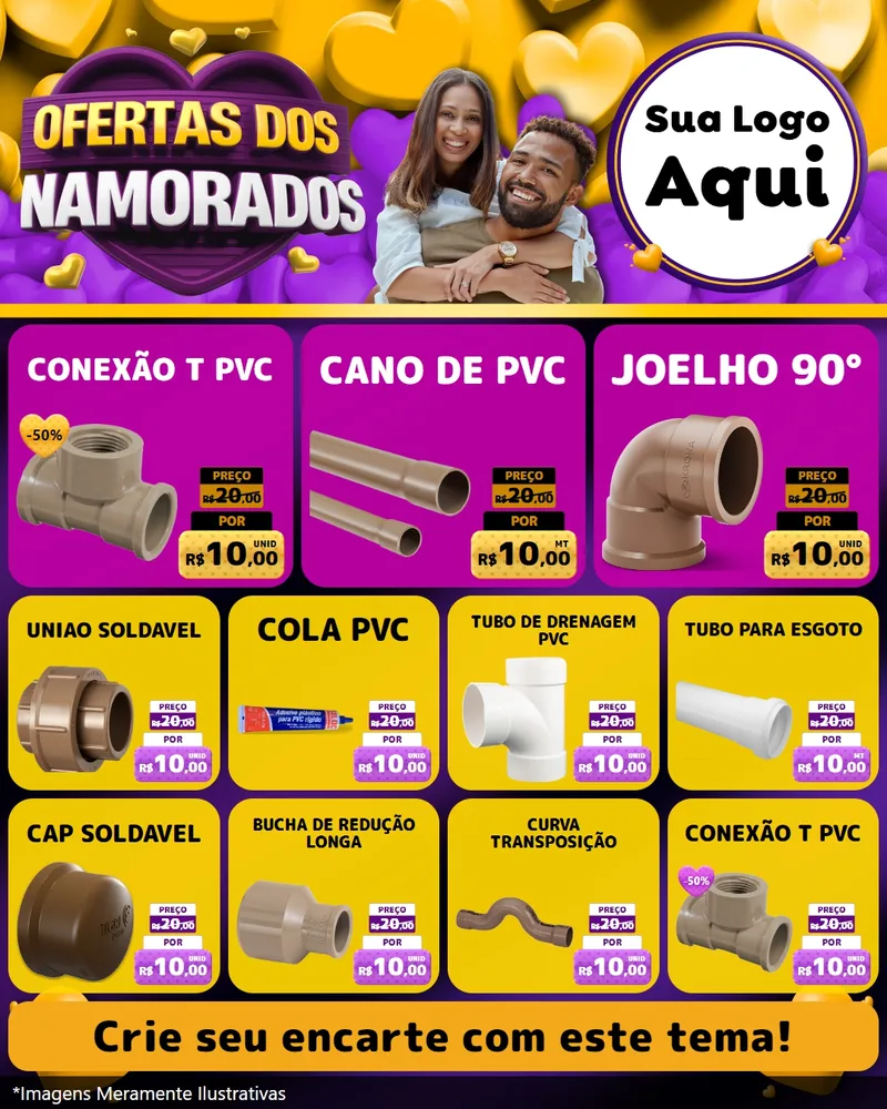 Modelo de Rede Social para Feed Instagram com o tema Oferta Dos Namorados para Tubos e conexões