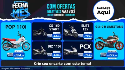 Modelo de TV para TV Horizontal com o tema Fecha Mês para Concessionaria de Motos