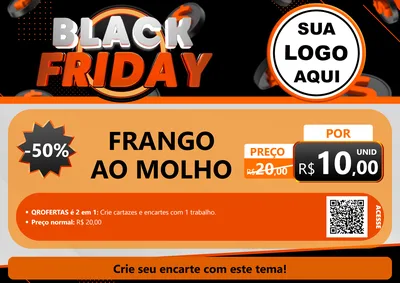 Modelo de Cartaz para Cartaz A4 Horizontal com o tema Black Friday para Restaurante