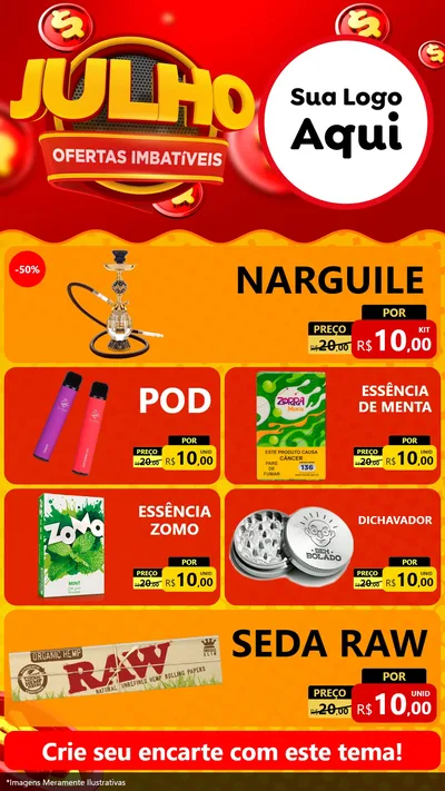 Modelo de TV para TV Vertical com o tema Julho Ofertas Imbatíveis para Tabacaria