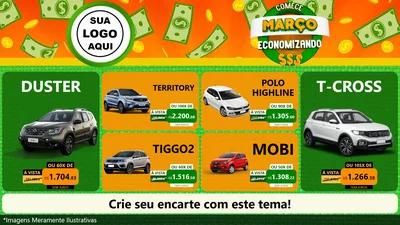 Modelo de TV para TV Horizontal com o tema Comece Março Economizando para Concessionaria de Carros