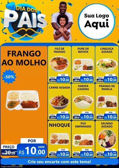 Modelo de Encarte para Encarte A4 Vertical com o tema Dia dos Pais para Restaurante