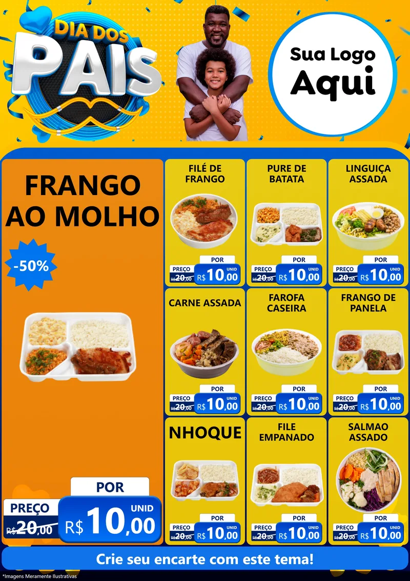 Modelo de Encarte para Encarte A4 Vertical com o tema Dia dos Pais para Restaurante