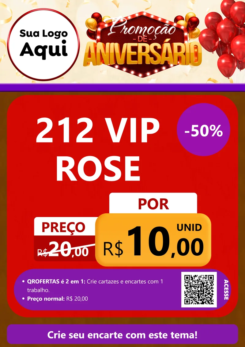 Modelo de Cartaz para Cartaz A4 Vertical com o tema Promoção de Aniversário para Perfumes