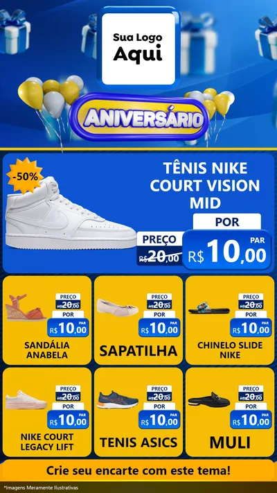 Modelo de Rede Social para Stories com o tema Aniversário para Calçados