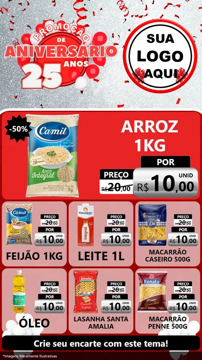 Modelo de Rede Social para Stories com o tema Promoção de Aniversário - 25Anos para Supermercado