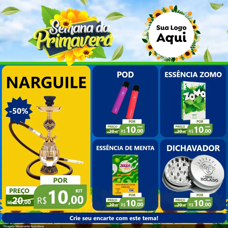 Modelo de Rede Social para Feed Facebook com o tema Semana da Primavera para Tabacaria
