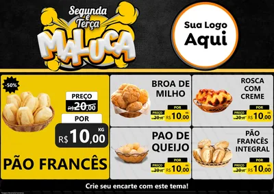 Modelo de Encarte para Encarte A4 Horizontal com o tema Segunda e Terça Maluca para Padaria