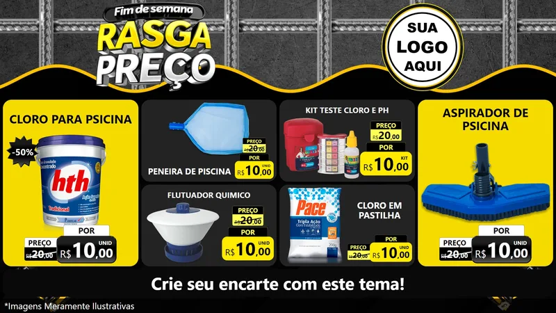 Modelo de TV para TV Horizontal com o tema Fim de Semana Rasga Preço para Produtos para Piscina