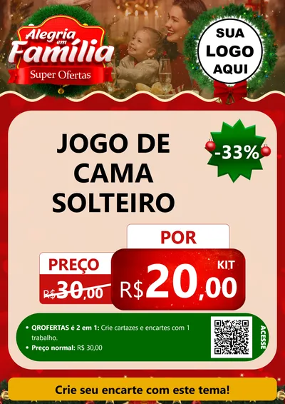 Modelo de Cartaz para Cartaz A4 Vertical com o tema Alegria Em Família - Super Ofertas para Cama, Mesa e Banho