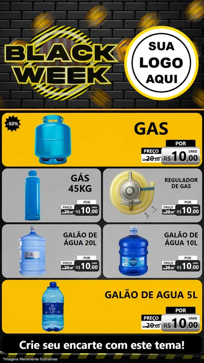 Modelo de TV para TV Vertical com o tema Black Week para Água e gás