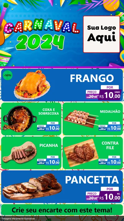 Modelo de TV para TV Vertical com o tema Carnaval 2027 para Assados