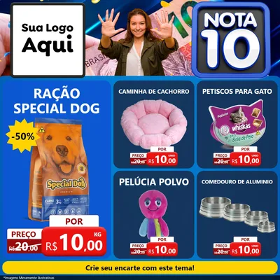 Modelo de Rede Social para Feed Facebook com o tema Nota 10 para Pet Shop