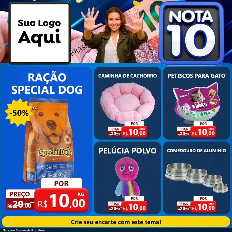 Modelo de Rede Social para Feed Facebook com o tema Nota 10 para Pet Shop